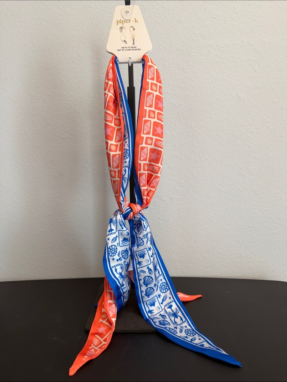 Piper K  | Sea Motif Ribbon Scarf Set